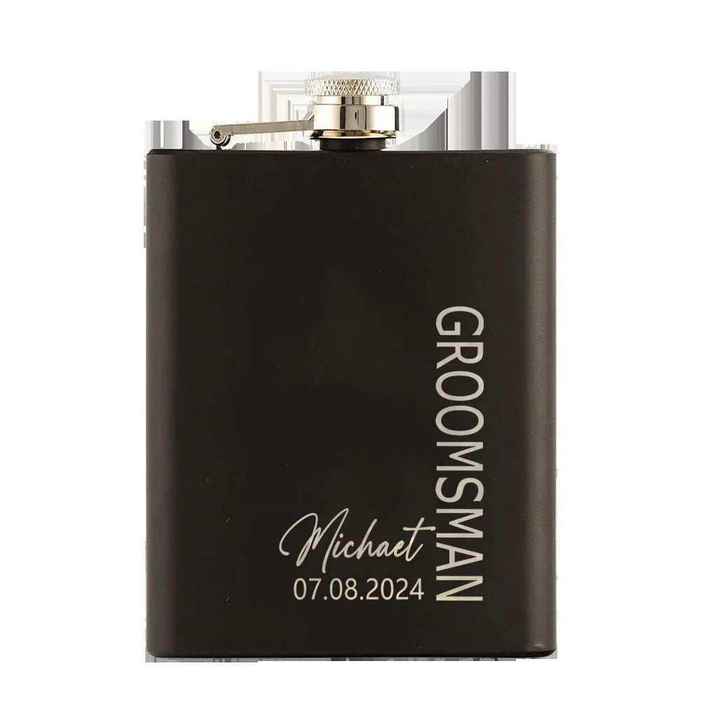 Personalized Groomsmen Flask Groomsman Gifts Wedding Party Present Best Man Proposal Gift for Men Bridal Party Engrave Hip Flask