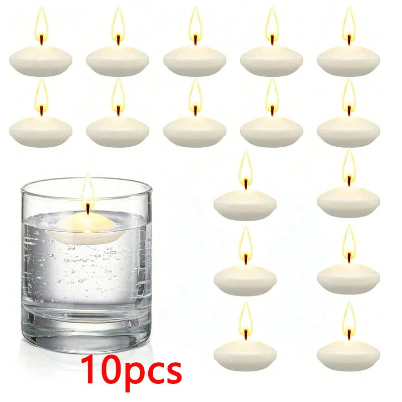 6/10/16Pcs Unscented Discs Candles Floating For Pool Party Wedding Home Bathtub Decor Supplies Romantic Confession Candlelight