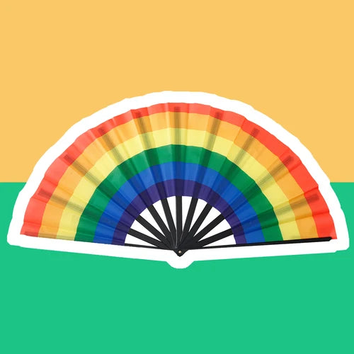 Rainbow Fan LGBT Pride Gay Lesbian  Asexual Transgender Bisexual Pansexual Non-binary Cloth Folding Portable