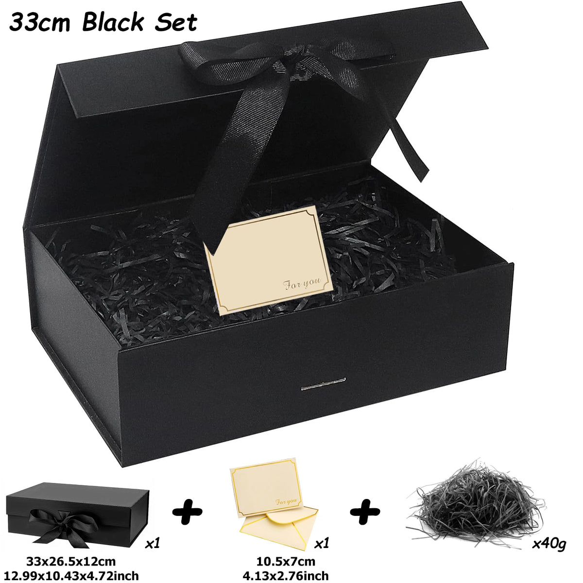 3 Sizes Available Luxury Magnetic Gift Box With Lid Ribbon Lafite Grass Greeting Card Valentine's Day Gift Packaging Box