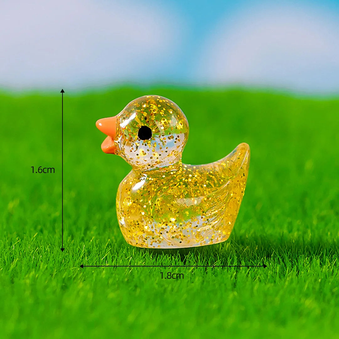 50PCS Mini Ducks Sequin Miniature Duck Resin Desk Decoration Cute Figurines Fairy Garden Accessories Home Decor DIY Doll House