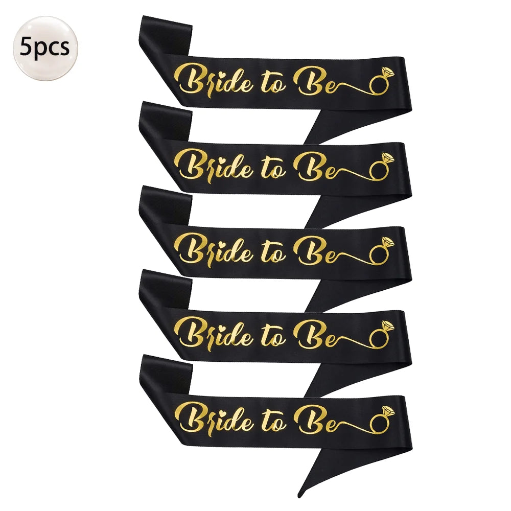 Bride to Be Bachelorette Party Sash with Gold Foil Lettering Bridal Shower Wedding Engagement Team Bride Sash Hen Party Supplies