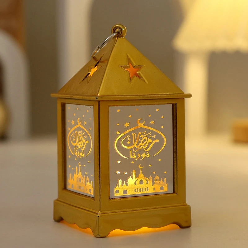 2024 Eid Mubarak Candle Lamp Creative Night Light Lantern Candle Holder Eid Mubarak Islamic Muslim Party Decor  Decorative Lamp