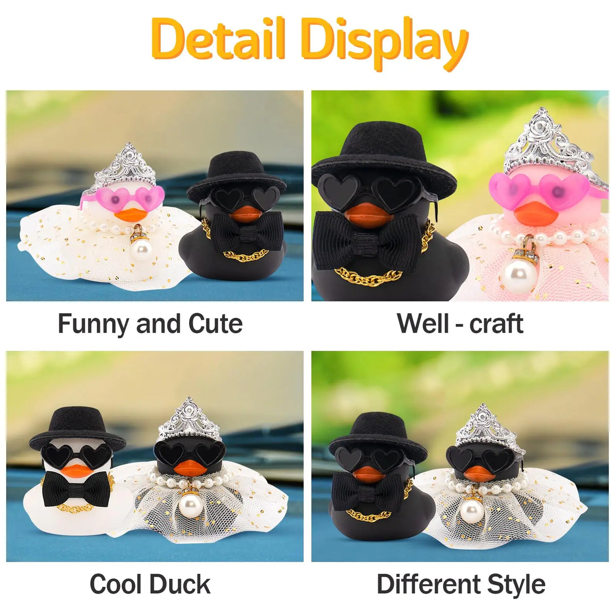 2 Colorful Wedding Rubber Ducks, Bride Groom Duckies Marriage Rubber Duck Mini Couple Ducky for Ceremony Gift Souvenir Marry