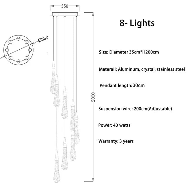 2024 New Modern LED Crystal Chandelier Lustre Restaurant Bar compound Stair Light Living Room Bedroom Lighting Art Lighting