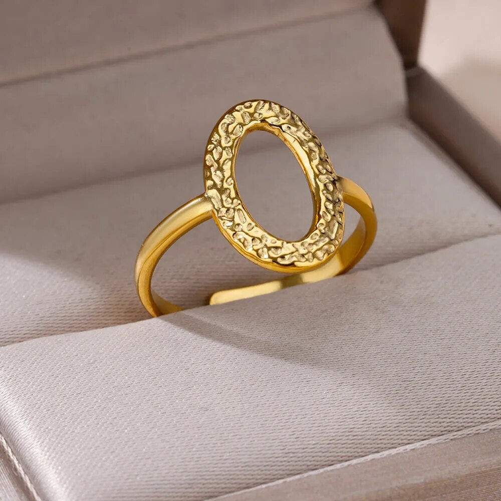 Oval Hollow Rings for Women Stainless Steel Gold Plated Ring Minimalist 2023 Couple Wedding Jewelry Free Shipping Item anillos