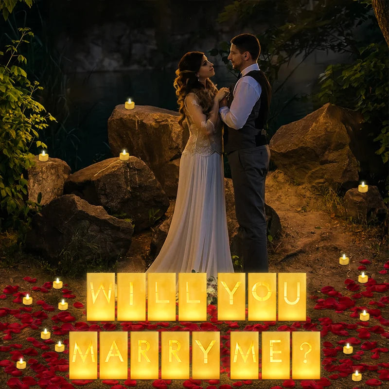 Will You Marry Me Proposal Decoration Paper Bag With LED Candle For Wedding Proposals Anniversary Decorations and Celebration
