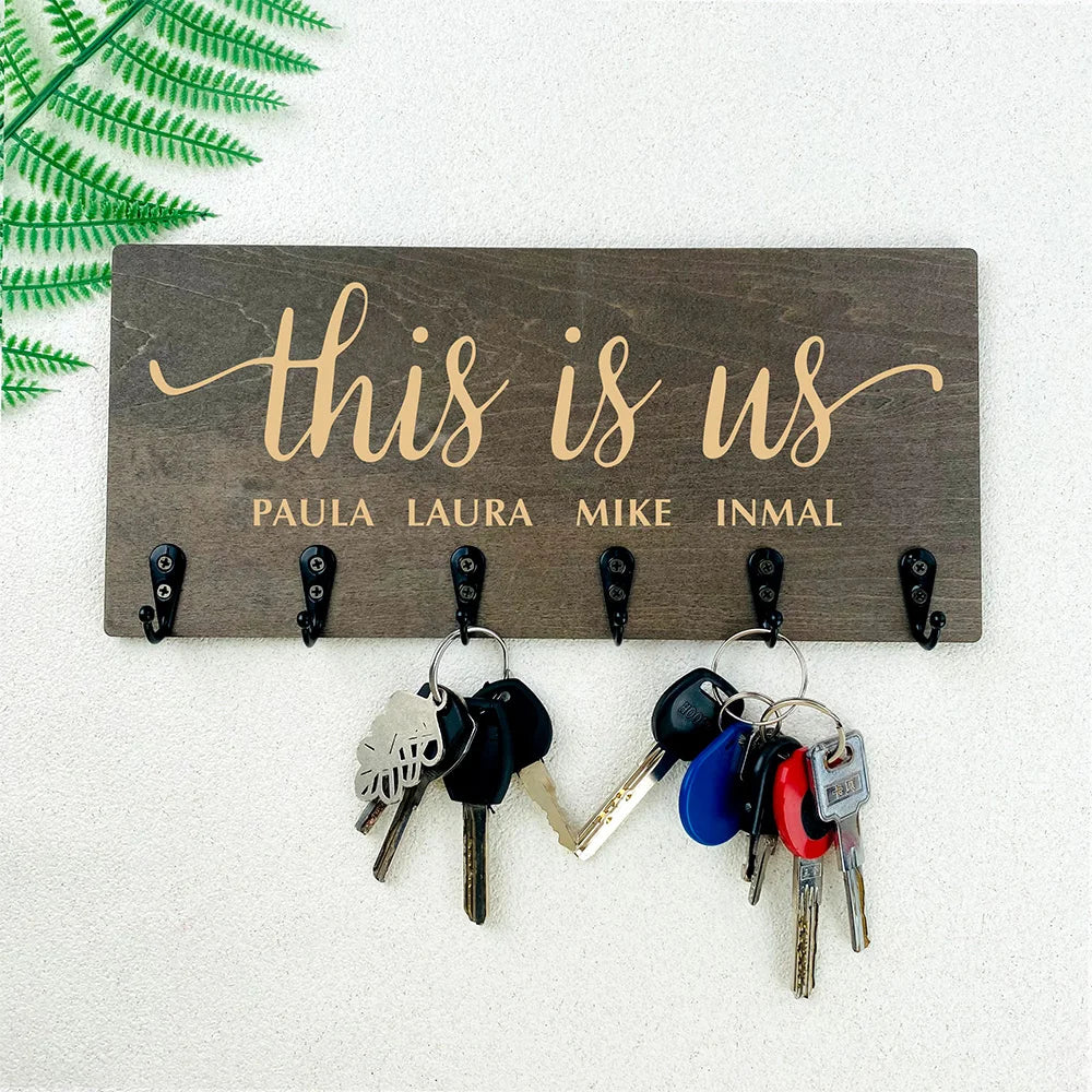 Personalized Key Holder for Wall Wood Custom Key Hook Key Hanger Housewarming Gift Wall Home House Warming Presents Decortion