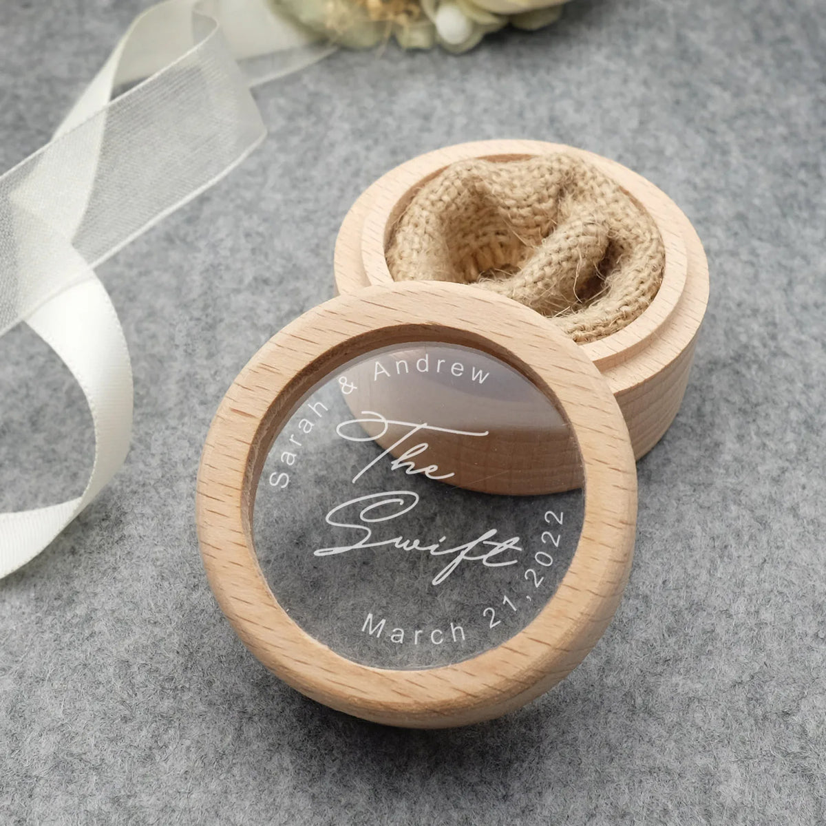 Custom Wedding Rings Box Wood Ring Box Engagement Wedding Ring Pillow Personalized Ring Bearer Proposal Rings Holder