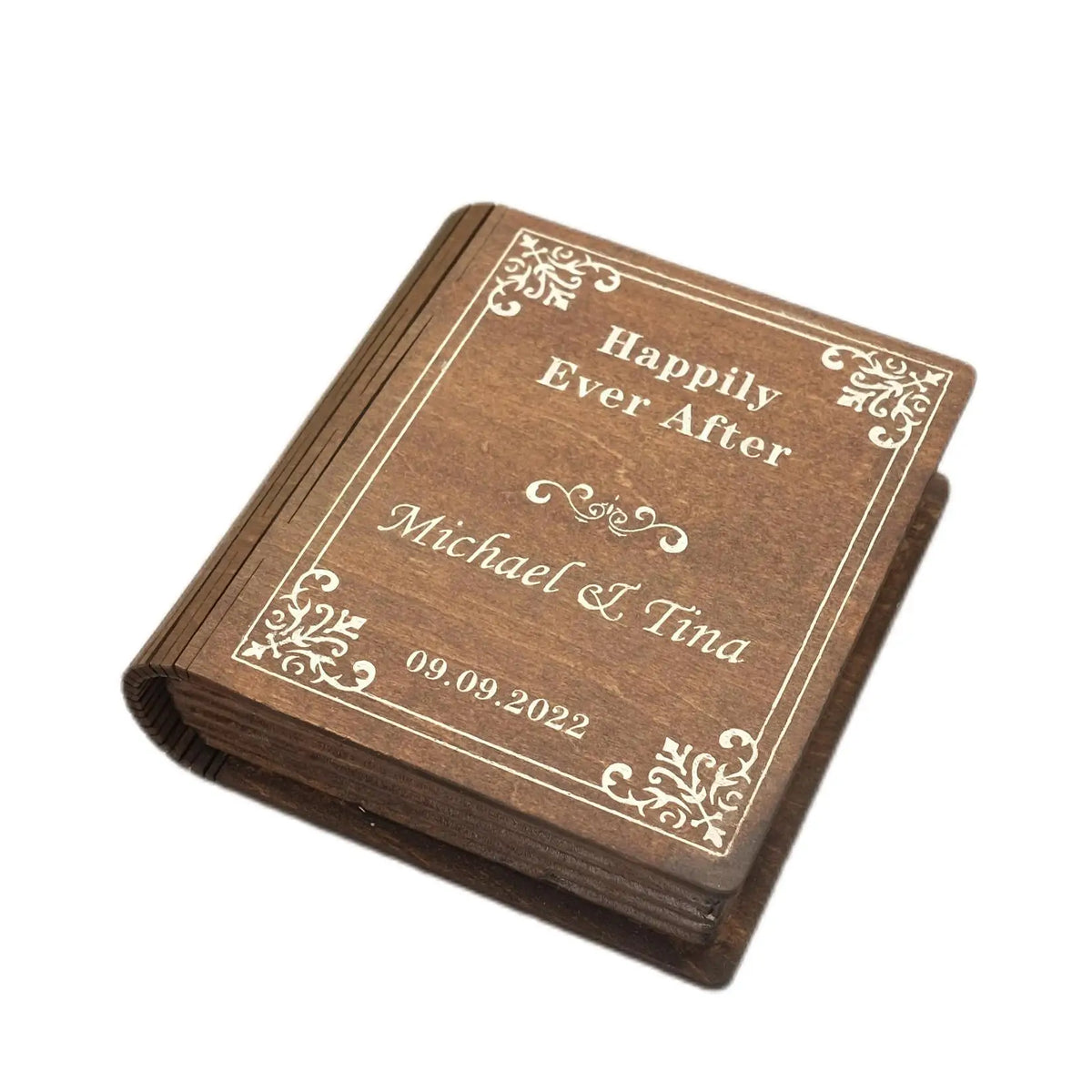 Personalized Wedding Rings Box Custom Wedding Rings Bearer Pillow Rustic Wooden Book Box Engagement Ring Holder Wedding Decor