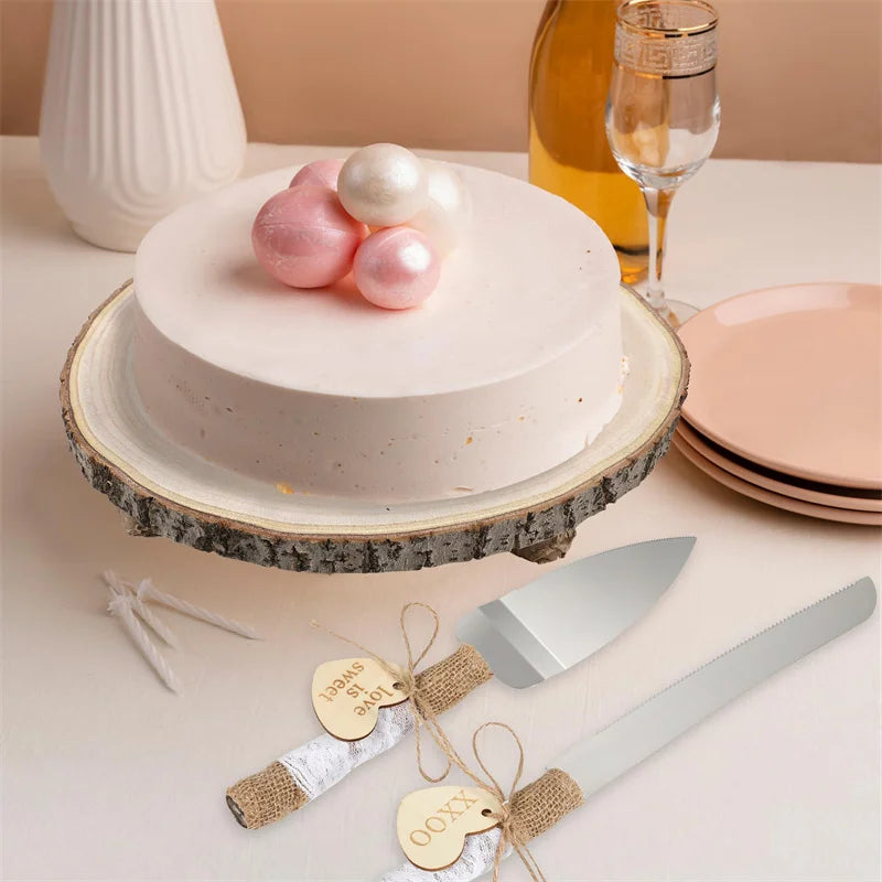 Wedding Cake Display Table, Cake Knife Set，Cheese Board,Solid Wood Dessert table, Wooden Single Layer Flower Pot Stand