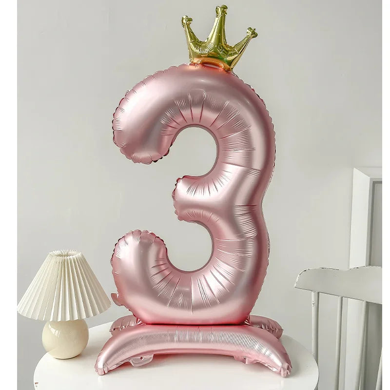 42 inch Pink Standing Crown Digital Girl Birthday Party Anniversary Party Decoration Balloon