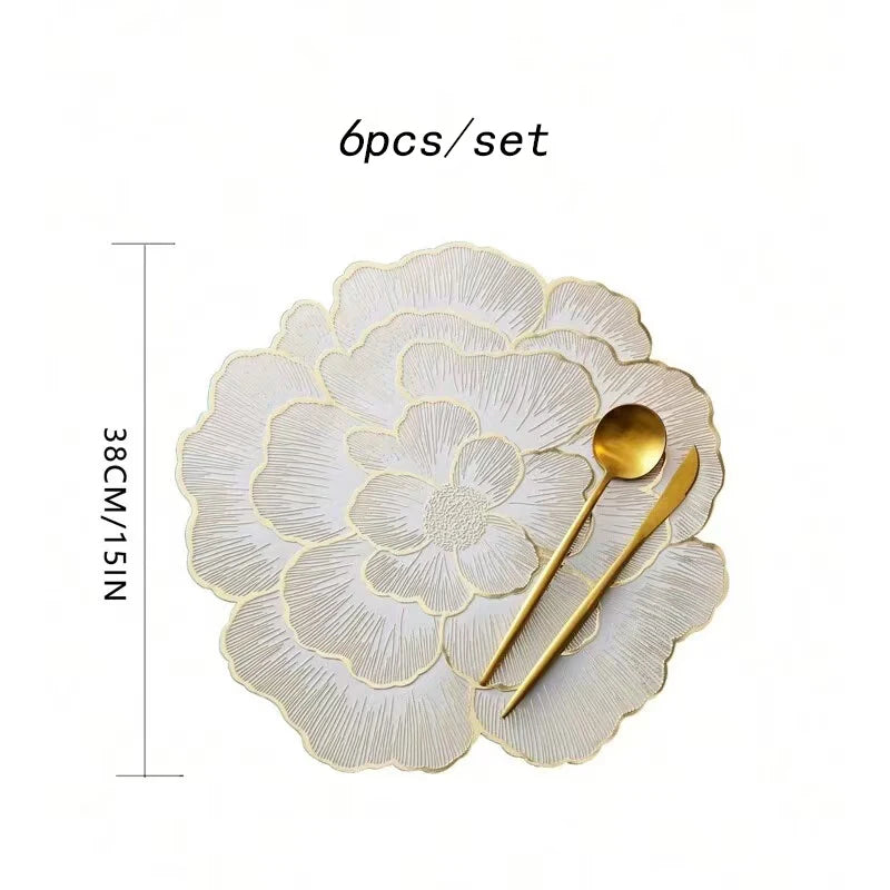 NEW Arrival PVC Flower Placemat Dining Decorative Heat Resistant Table Pad Coasters Home Party Wedding Christmas