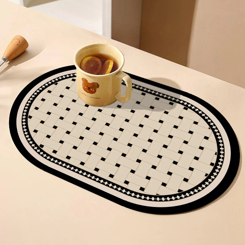 Kitchen Oval Shape Placemats Pu Leather Dining Insulation Mat Non-slip Tableware Mug Coaster Kitchen  Nordic Home Decor