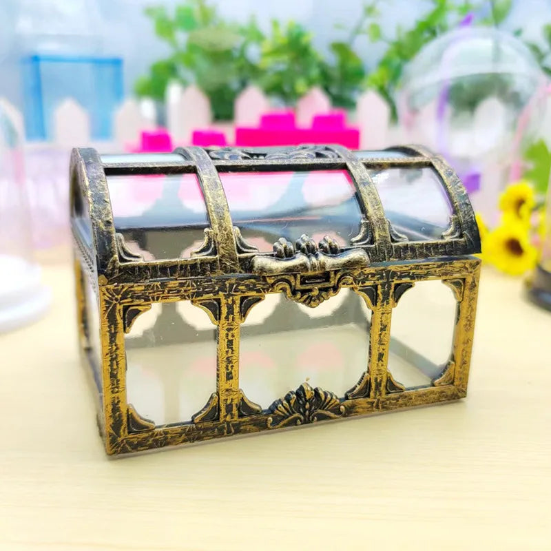 Mini Treasure Storage Jewelry Box Retro Gold Foil Candy Necklace Earring Bead Trinket Box Small Wedding Decor Party Favor Gift