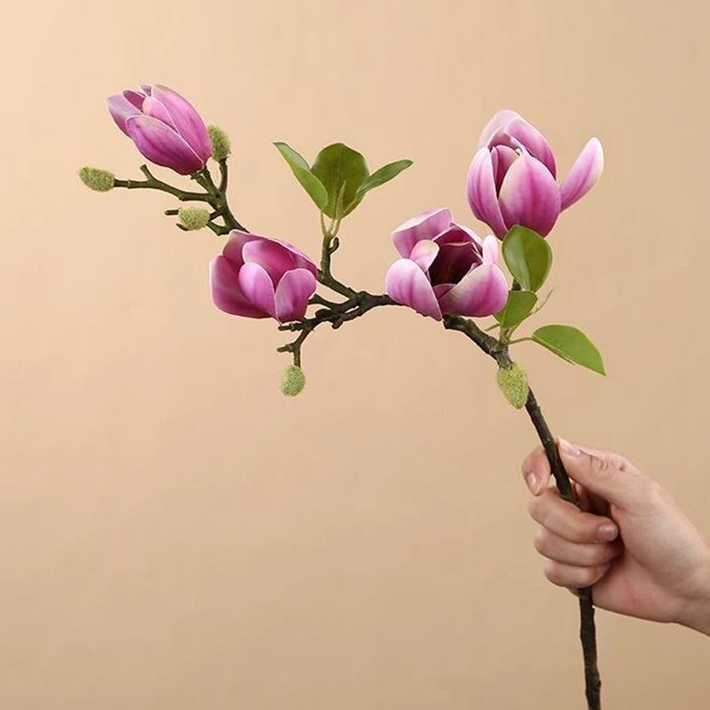 Single branch Artificial Plastic silk Magnolia flowers for Home vase windowsill Wedding Bride Outdoor arch Decoration prop diy