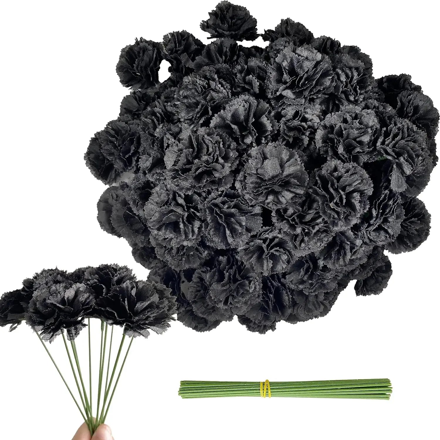 50Pcs Mexican Marigold Artificial Flowers for Day of The Dead Diwali Home DIY Craft Party Halloween Dia De Los Muertos Decor