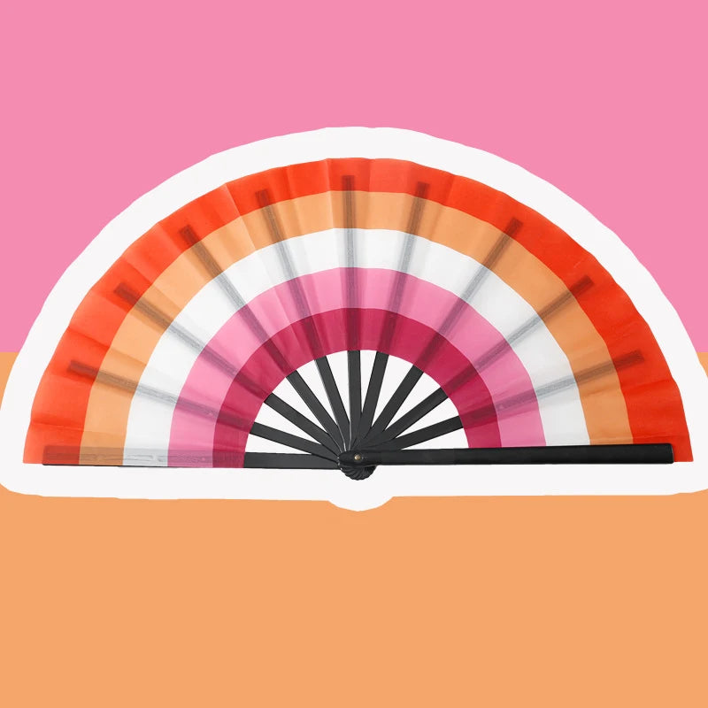 Rainbow Fan LGBT Pride Gay Lesbian  Asexual Transgender Bisexual Pansexual Non-binary Cloth Folding Portable