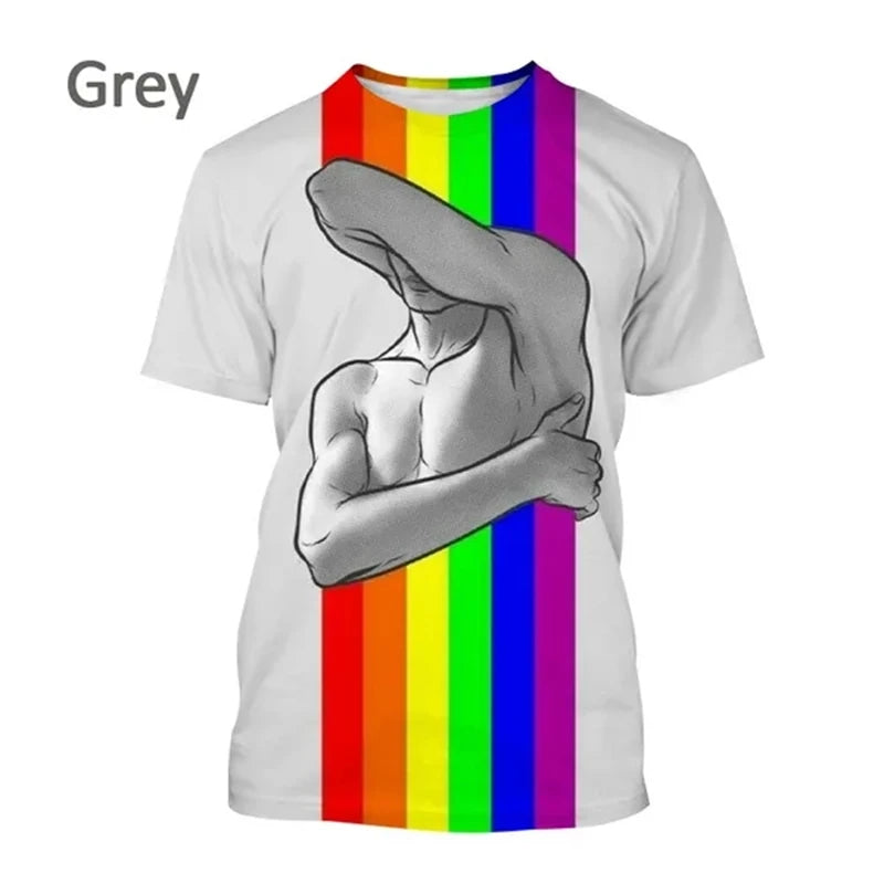 New LGBT Rainbow T Shirt 3D Funny Short Sleeve T Shirt Men And Women LGBTQ Clothing Casual Fashion Print Streetwear Tops Clothes