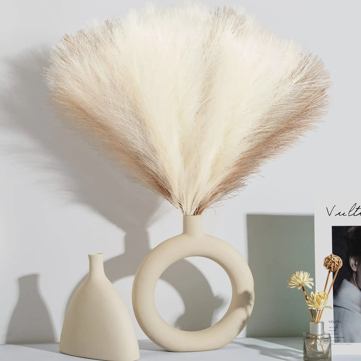 10/30 Pcs Artificial Pampas Grass Fluffy Reed Bouquet Boho Decor for Party Room Home Wedding Decoration Table Flower Arrangement
