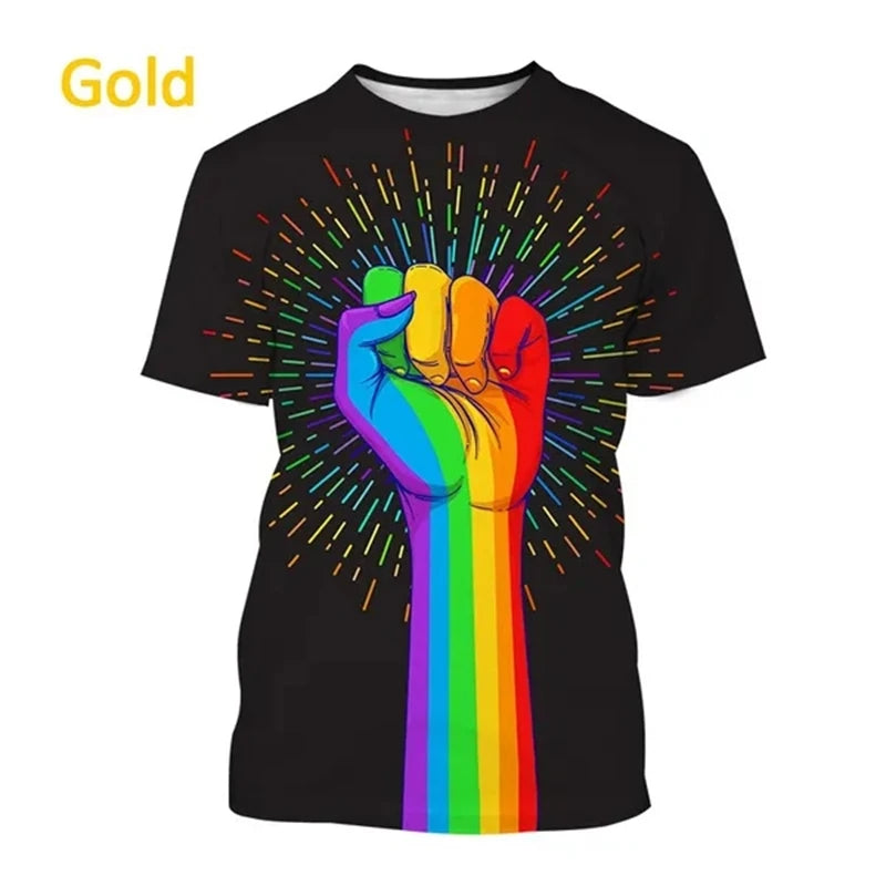 New LGBT Rainbow T Shirt 3D Funny Short Sleeve T Shirt Men And Women LGBTQ Clothing Casual Fashion Print Streetwear Tops Clothes