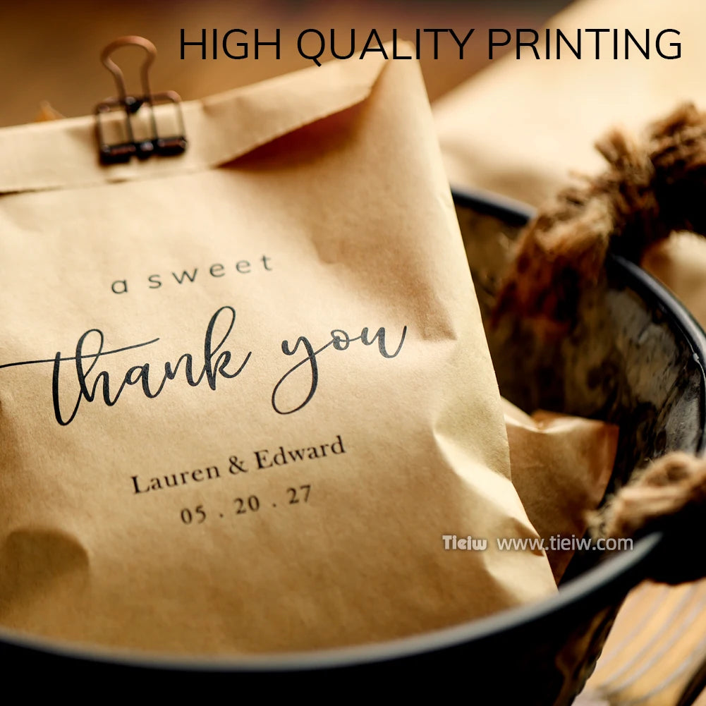 50 PCS Personalized Wedding Favor Bags Party Cookie Donut Candy Lottery Ticket Paper Reception Favor Bag For Guest And Friends