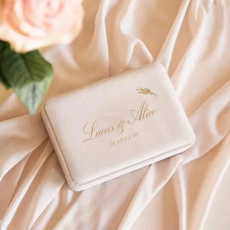 Personalise Flannel Jewelry Box Cutom Wedding Ring Box Necklace Ring Earring Bracelet Gift Boxs Wedding Jewelry Box For Bride
