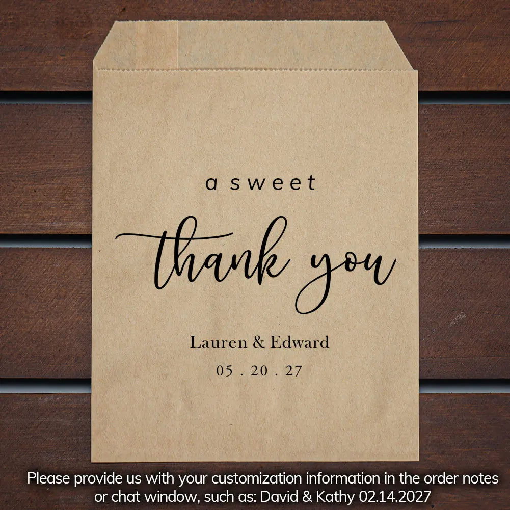 50 PCS Personalized Wedding Favor Bags Party Cookie Donut Candy Lottery Ticket Paper Reception Favor Bag For Guest And Friends