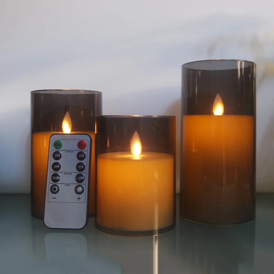 Electronic LED Candles with Timer Remote,Dancing Flame, Battery Operated Candles with Unbreakable Plexiglass Shell,Home Decor