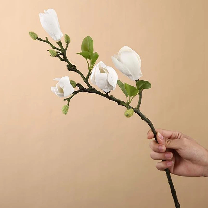 Single branch Artificial Plastic silk Magnolia flowers for Home vase windowsill Wedding Bride Outdoor arch Decoration prop diy