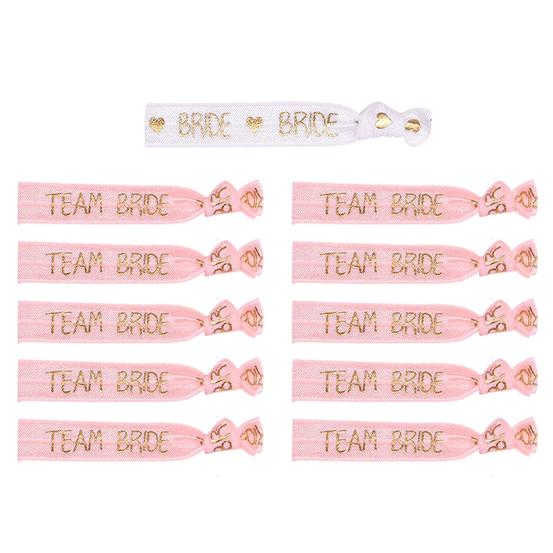 6/11pcs Bachelorette Party  Wristbands Team Bride Bracelet Bride To Be Decoration Hen Party Wedding Supplies Hair Ties