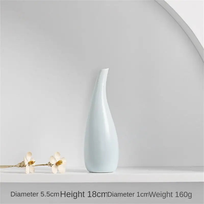 Ceramic Vases White/blue/green/cyan/ Dining Tables Flower Arrangements Dried Flowers Nordic Room Decoration Vase 5.5x18x1 Cm