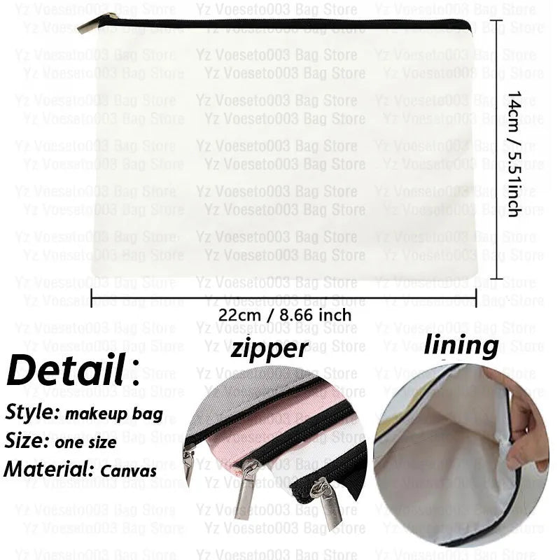 Custom Name Personalized Bag Women Canvas Cosmetic Makeup Bags Travel Toiletry Pouch School Pencil Case Supplies Teacher Gift