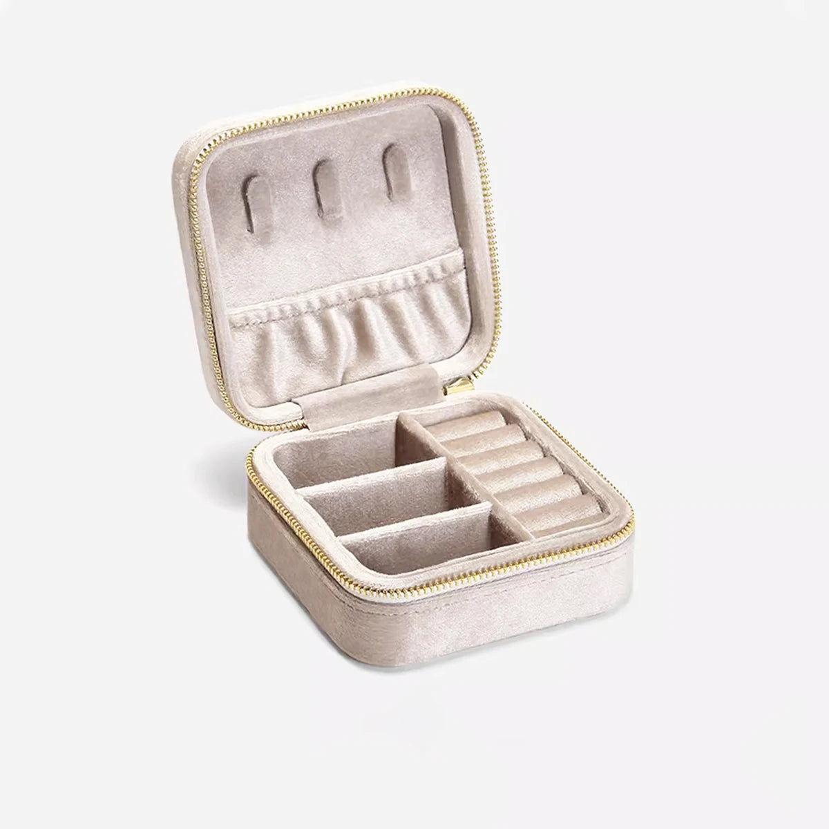 TAIMY Rose Pink Velvet Jewelry Box Business Travel Ring Necklace Jewelry Storage Case Personalized Gift Jewellery Organizer