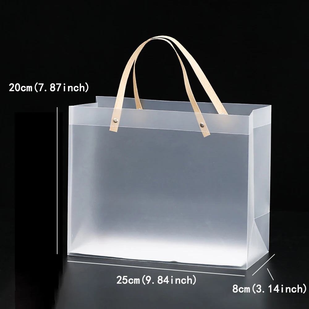 10PCS Frosted Tote Bag PVC Waterproof Transparent Eco-friendly Companion Gift Candy Bag