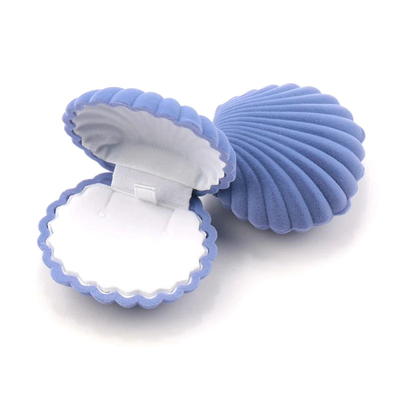 1 Piece Lovely Shell Shape Velvet Jewelry Box Wedding Engagement Ring Box for Earrings Necklace Bracelet Display Gift Box Holder