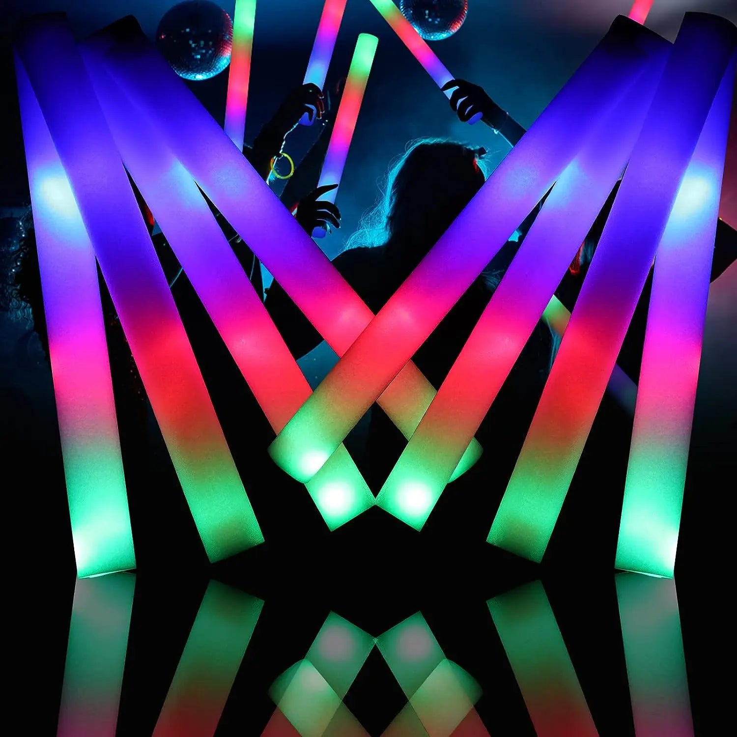 15/20Pcs LED Glow Sticks Bulk Colorful RGB Glow Foam Stick Cheer Tube Dark Light for Xmas Birthday Wedding Party Supplies