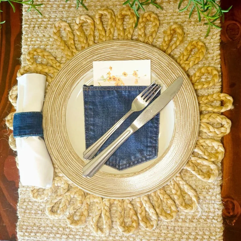 12-48PCS Denim Jean Pocket Silverware Holders Jean Pocket Flatware Holder Wedding Napkin Holder Birthday Western Party Favors