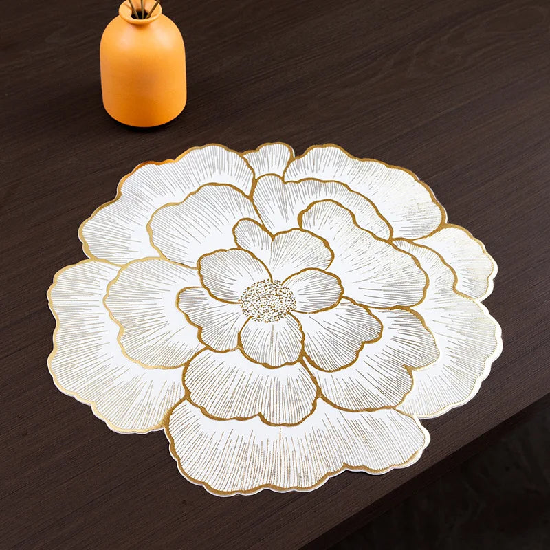 NEW Arrival PVC Flower Placemat Dining Decorative Heat Resistant Table Pad Coasters Home Party Wedding Christmas