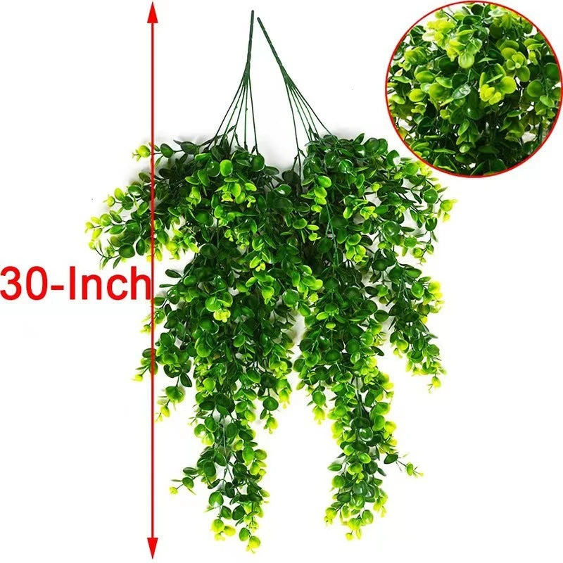 Artificial 5Forks Rattan Eucalyptus Wall Hanging Simulation Greenery Fake Hanging Plants Vine Diy  Home Outdoor Decor Plant