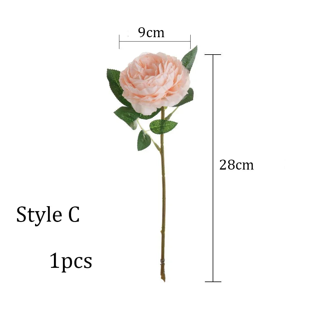 30cm Rose White Peony Artificial Flowers Bouquet 5 Big Head and 4 Bud Cheap Fake Flowers for Home Wedding Decoration Indoor