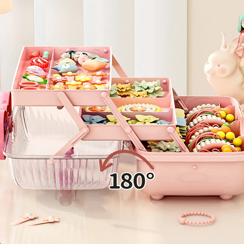 〔CC88〕Multi-layer Hairpin Organizer Cute Girl Jewelry Case Headdress Displays Children's Hair Accessories Storage Box
