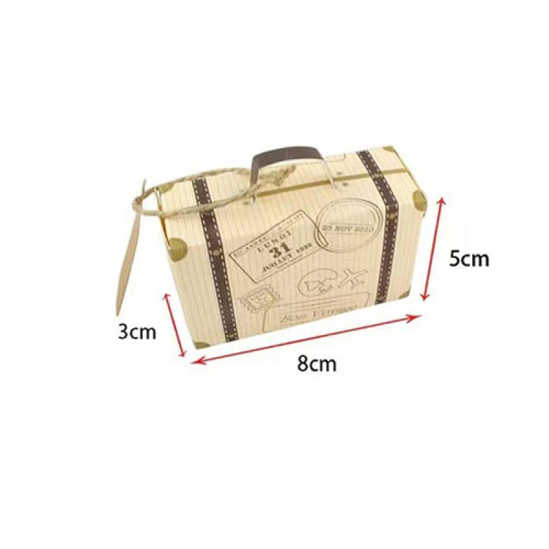 50Pcs Travel Suitcase Candy Box Kraft Paper Gift Boxes Wedding Birthday Party Decoration Supplies Christmas Gift Packaging Boxs