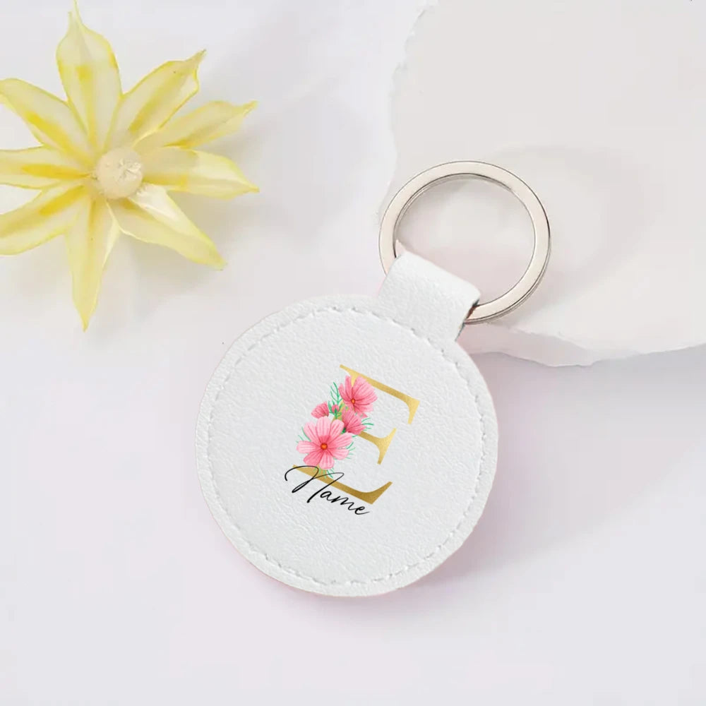 Personalized Keyring Pendant Initial with Name Key Chain Leather Key Ring Mobile Phone Bag Jewelry Accessories Best Gift for Her