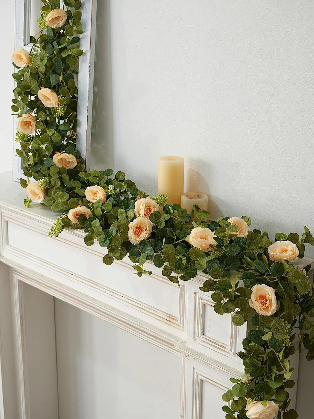 1pc Artificial Eucalyptus Rose Flowers Vine Gypsophila Floral Greenery Garland for Wedding Spring Home Party Craft Table Runner