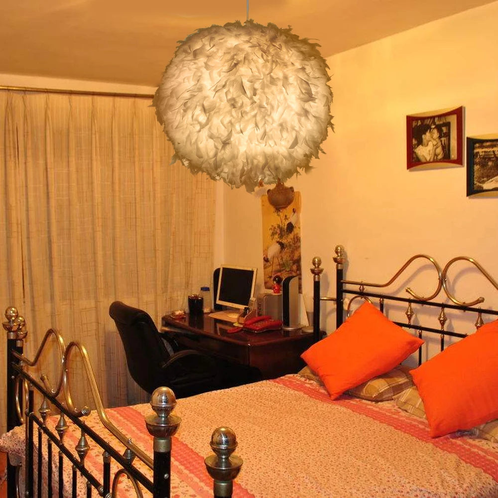 Modern Feather Lamp Chandelier Bedroom Decoration Exhibition Hall Chandelier Simple White Feather LED Lighting