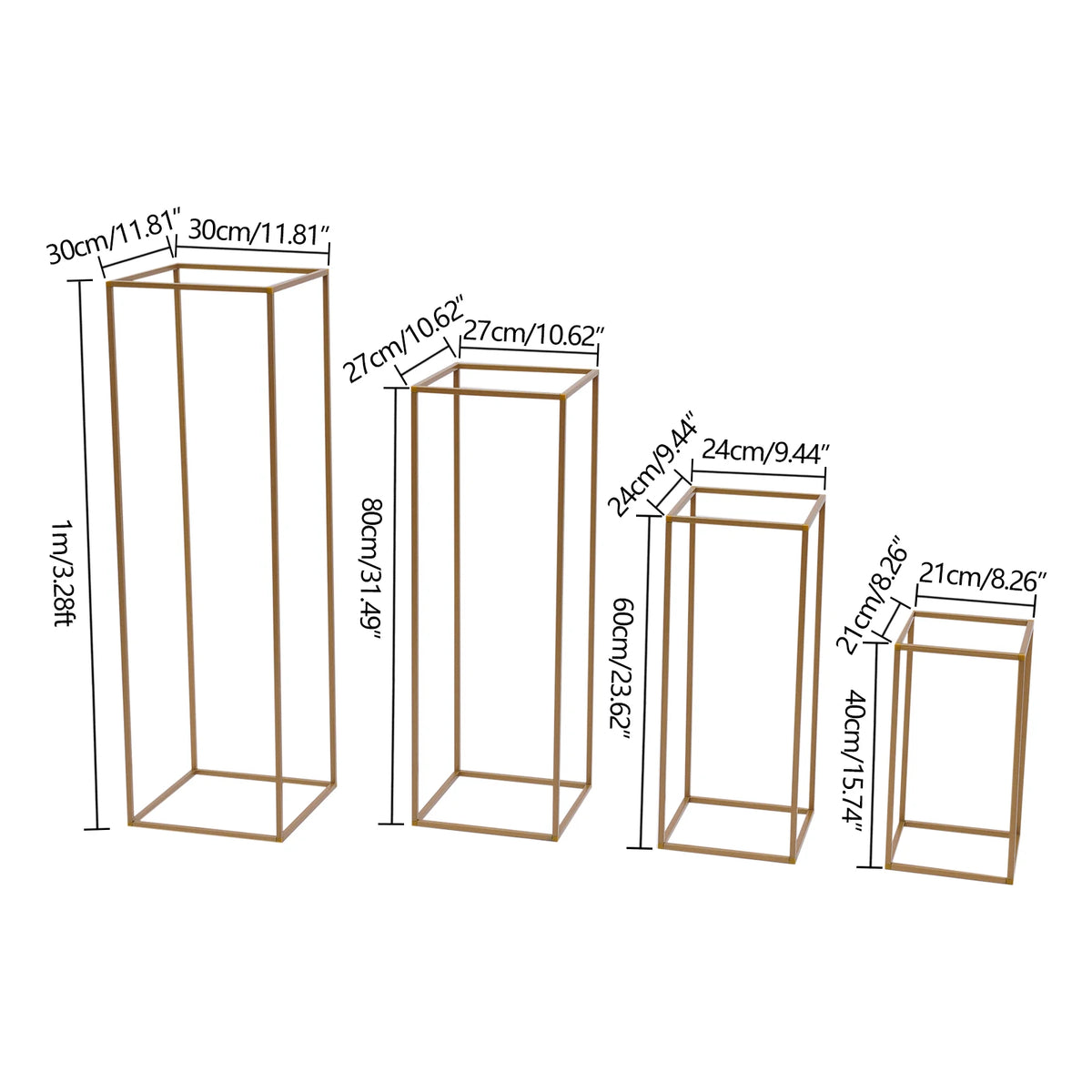 4Pcs Tall Gold Wedding Backdrop Flower Vase Stand Metal Table Centerpieces Decor Floral Arrangement for Party Home Decor