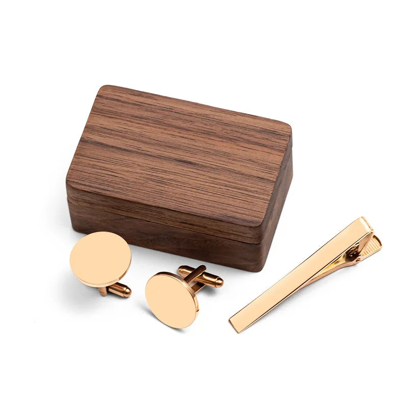 Custom Metal Cufflinks Tie Clip & Rectangle Gift Box Engraved Gift for Dad and Groomsmen Personalized Best Man Cufflinks Set