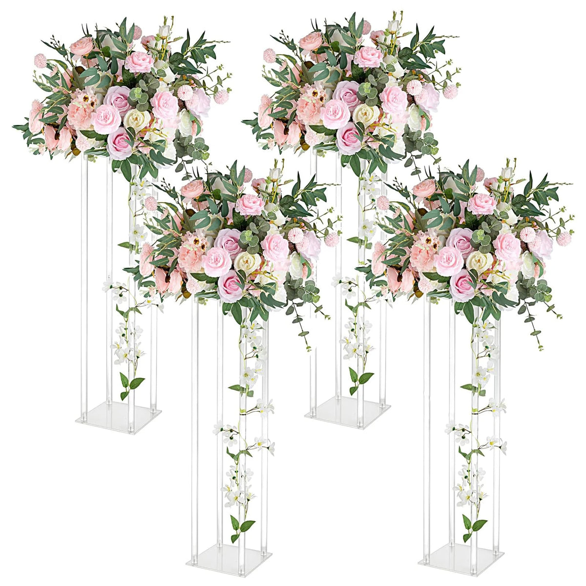 5/10 Pcs Acrylic Vase Wedding Centrepieces Clear Column Flower Display Stand Geometric Display Stand for Birthday Wedding Decor