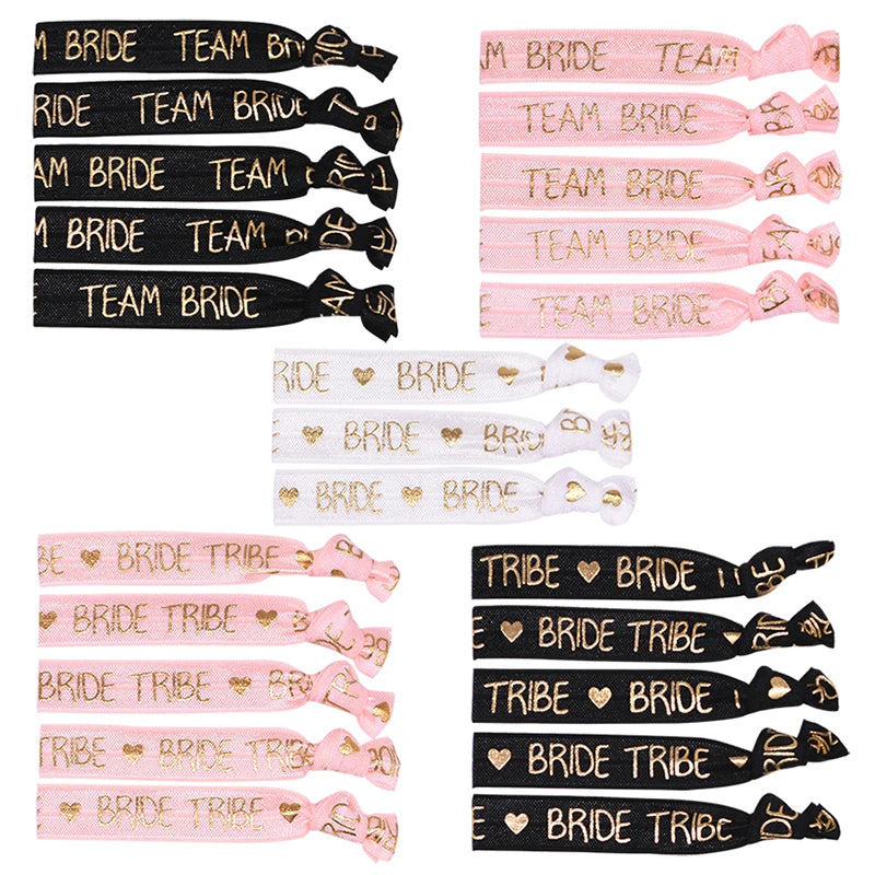 6/11pcs Bachelorette Party  Wristbands Team Bride Bracelet Bride To Be Decoration Hen Party Wedding Supplies Hair Ties